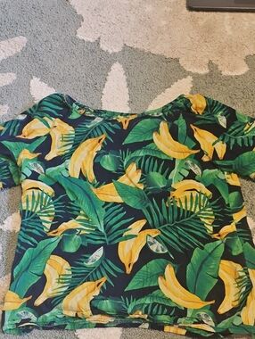 Old Navy Tropical Banana Print Blouse - Yellow & Green
